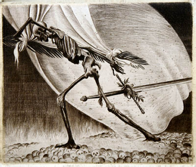 Richard Müller (1874-1954),1918 setzt sich Müller mit der Sinnlosigkeit von Kriegen
auseinander,Triumpp of the death after a senseless mass of deaths, created after WW I.